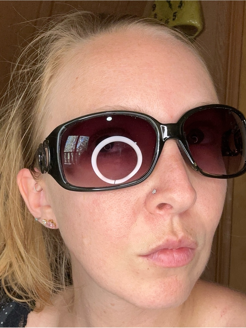 Y2K Vintage Oversized Black Sunglasses Burgundy Gradient Lenses